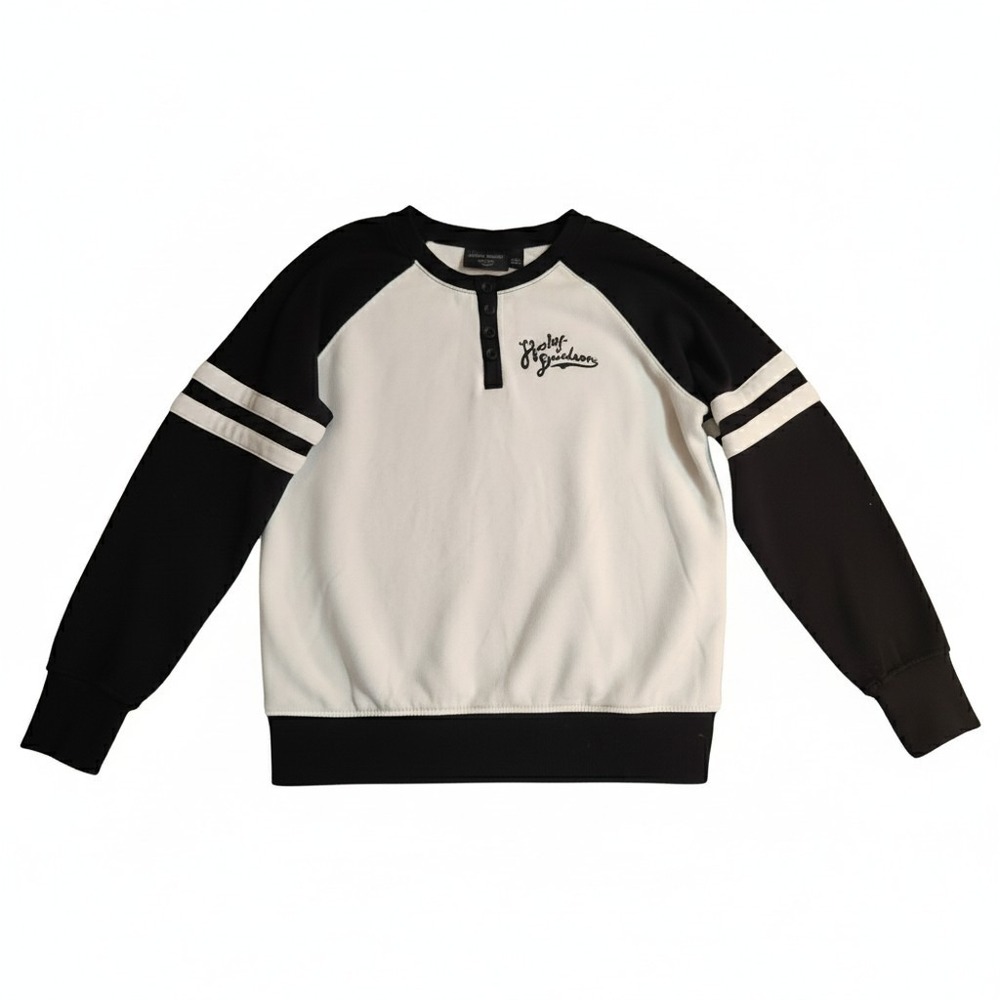 GENUINE HARLEY DAVIDSON WOMEN HENLEY WHITE BLACK COLORBLOCK XL cotton Sweatshirt